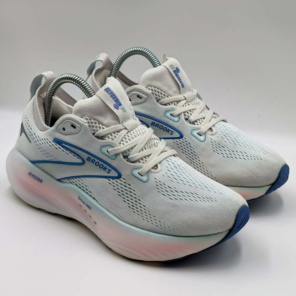 Brooks Glycerin 22 White Amparo Blue Womens 8.5 Medium B (UK 6.5) Running Shoes